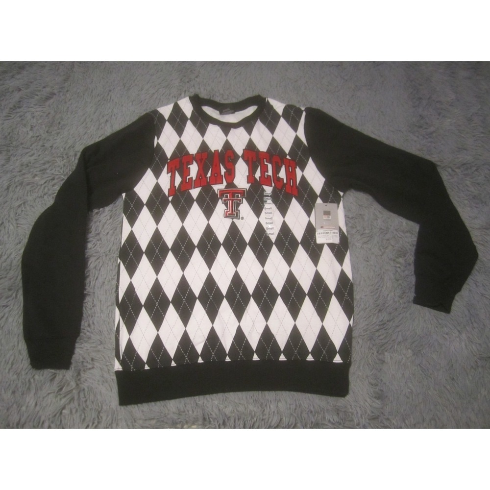 Texas Tech Sweatshirt Mens Small Black White Dealio NWT Crew Neck Red Raiders